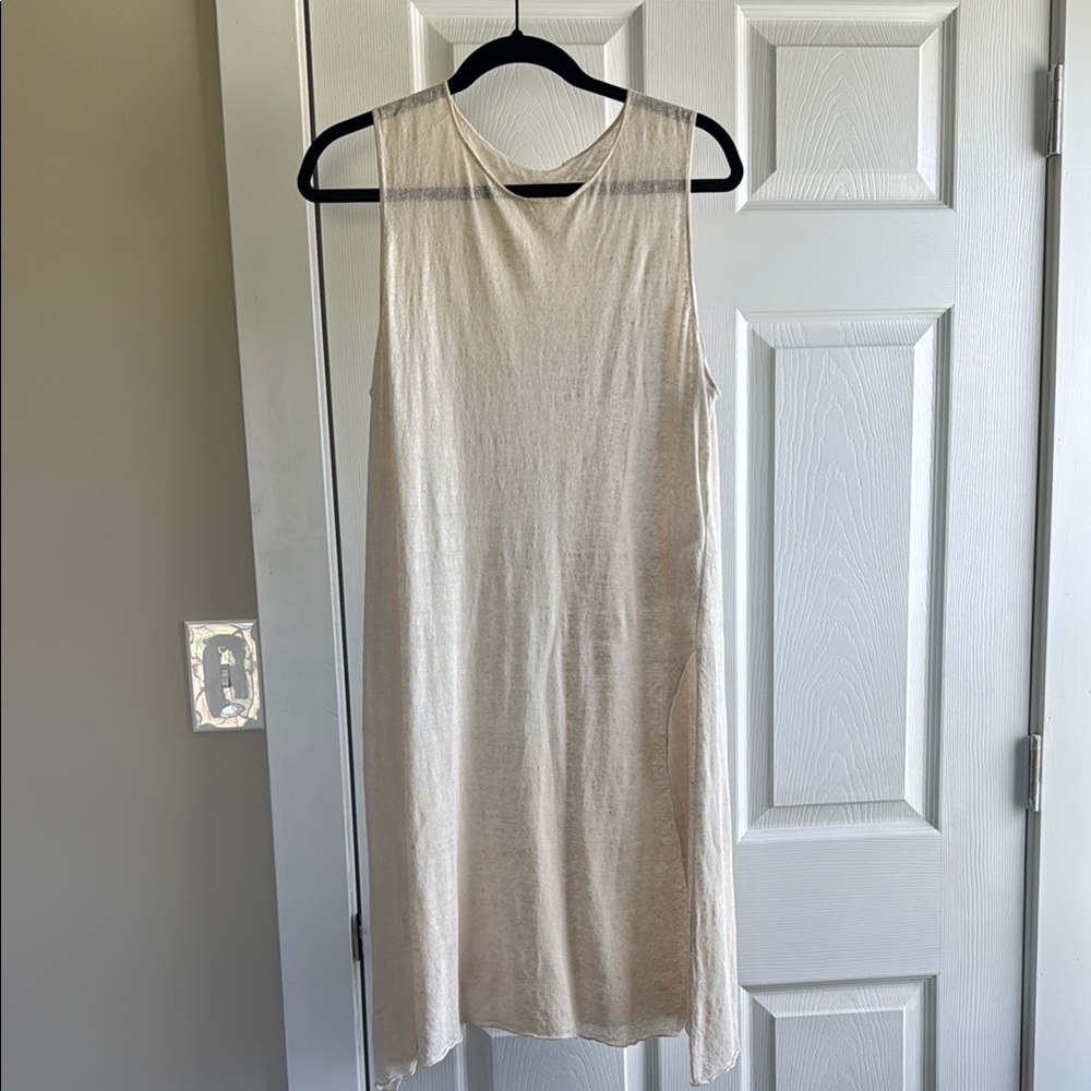 Eileen Fisher Cream Midi Dress Sleeveless Knit